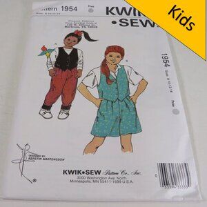 Kwik Sew 1954 Kids Clothing Pattern Pants, Shorts, Vest UNCUT 8-14